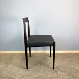 Ensemble de 6 chaises Lübke, en palissandre et simili cuir noir, années 1960.
