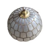 Belle suspension en nacre et laiton de style Tiffany. D:35 cm H25 cm- Fil