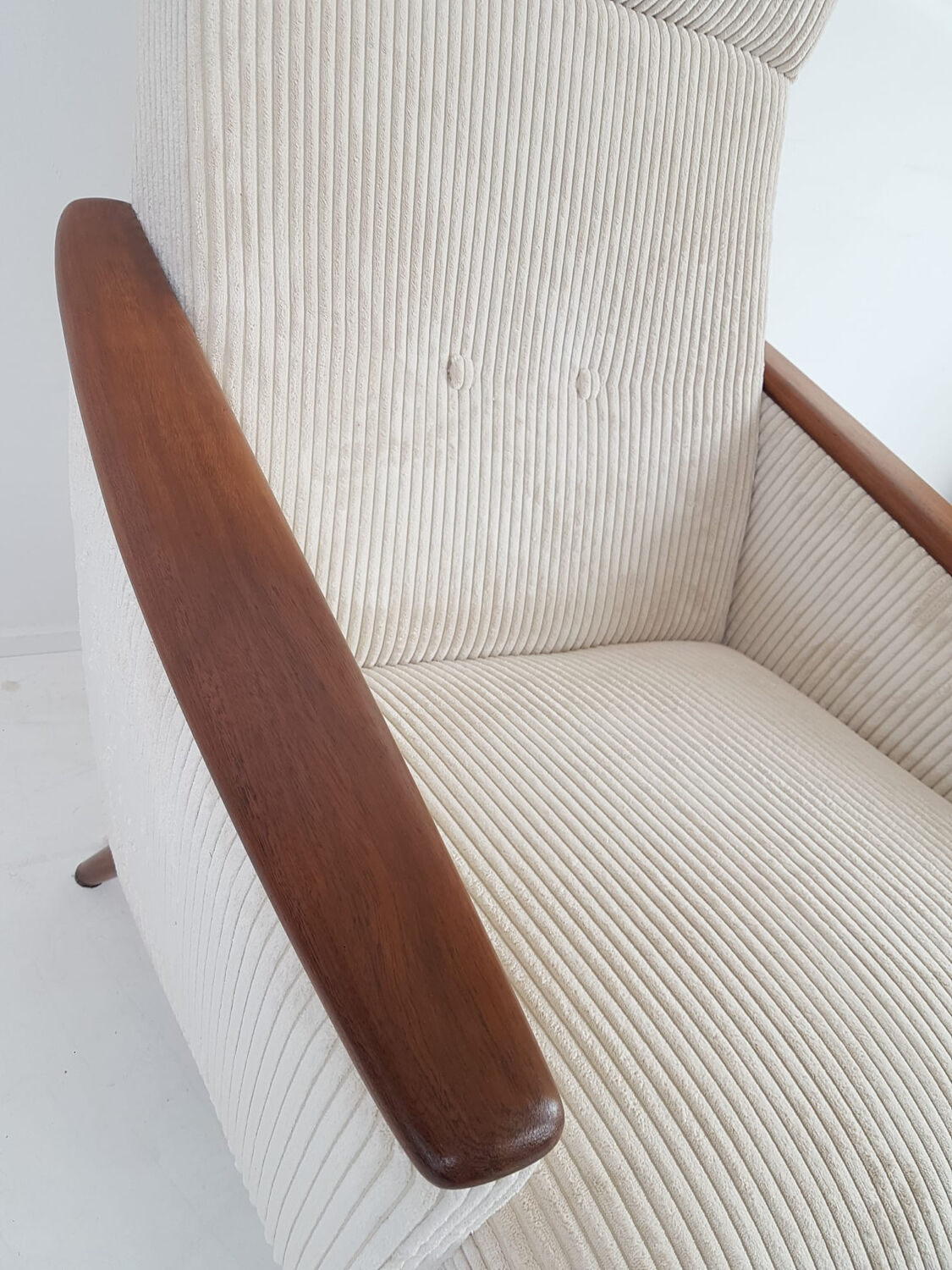 Vintage armchair armchair cream teak armrests