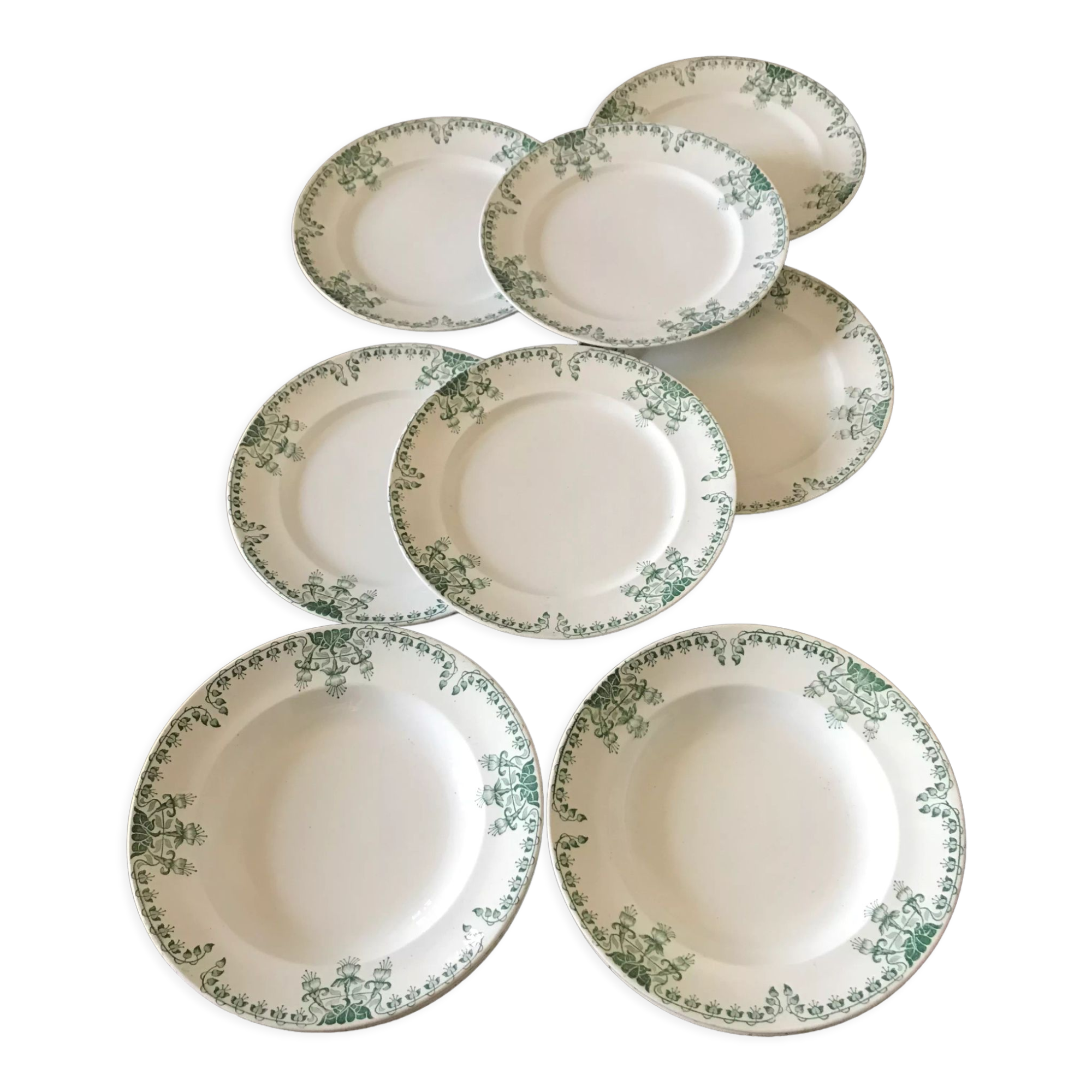 Set of 12 Terre de fer Fushia/Onnaing mixed plates