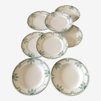 Set of 12 Terre de fer Fushia/Onnaing mixed plates