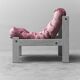 Poltrona vintage in velluto rosa legno bianco anni ’70 modernariato