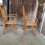 Pair of vintage rattan armchairs
