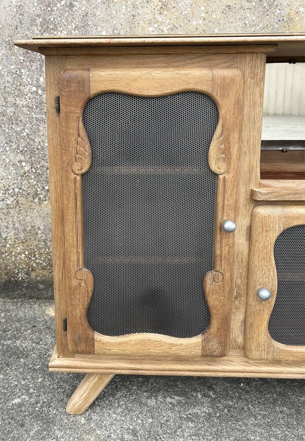 Buffet bas, bar, meuble rangement, bois, pieds compas,