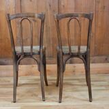 Pair of wooden bistro chairs, 20th century, France