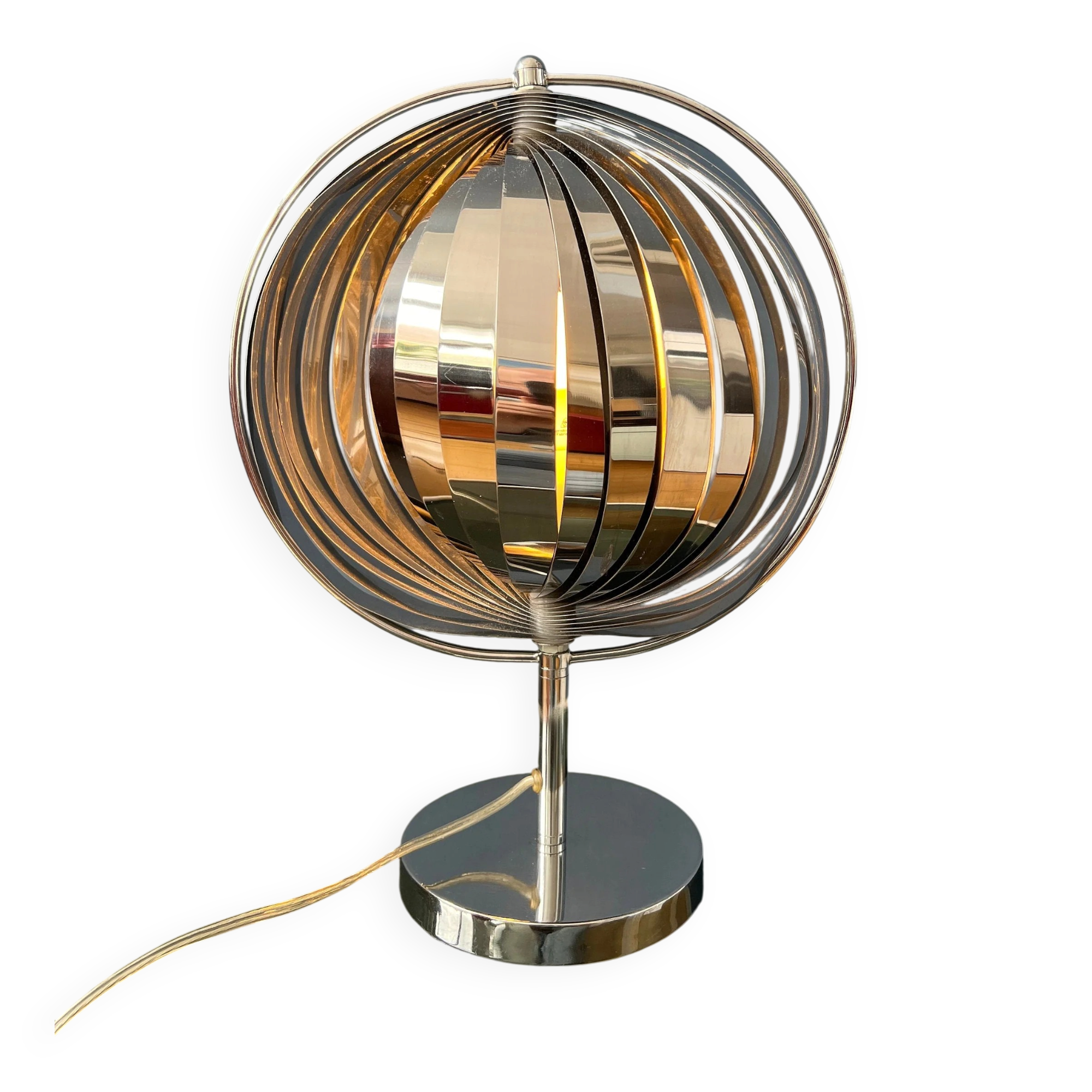 Lampe de table uplighter « Cup » en métal, couleur argent