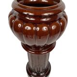 Complete in brown-toned enamelled ceramic, planter on its column