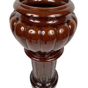 Complete in brown-toned enamelled ceramic, planter on its column