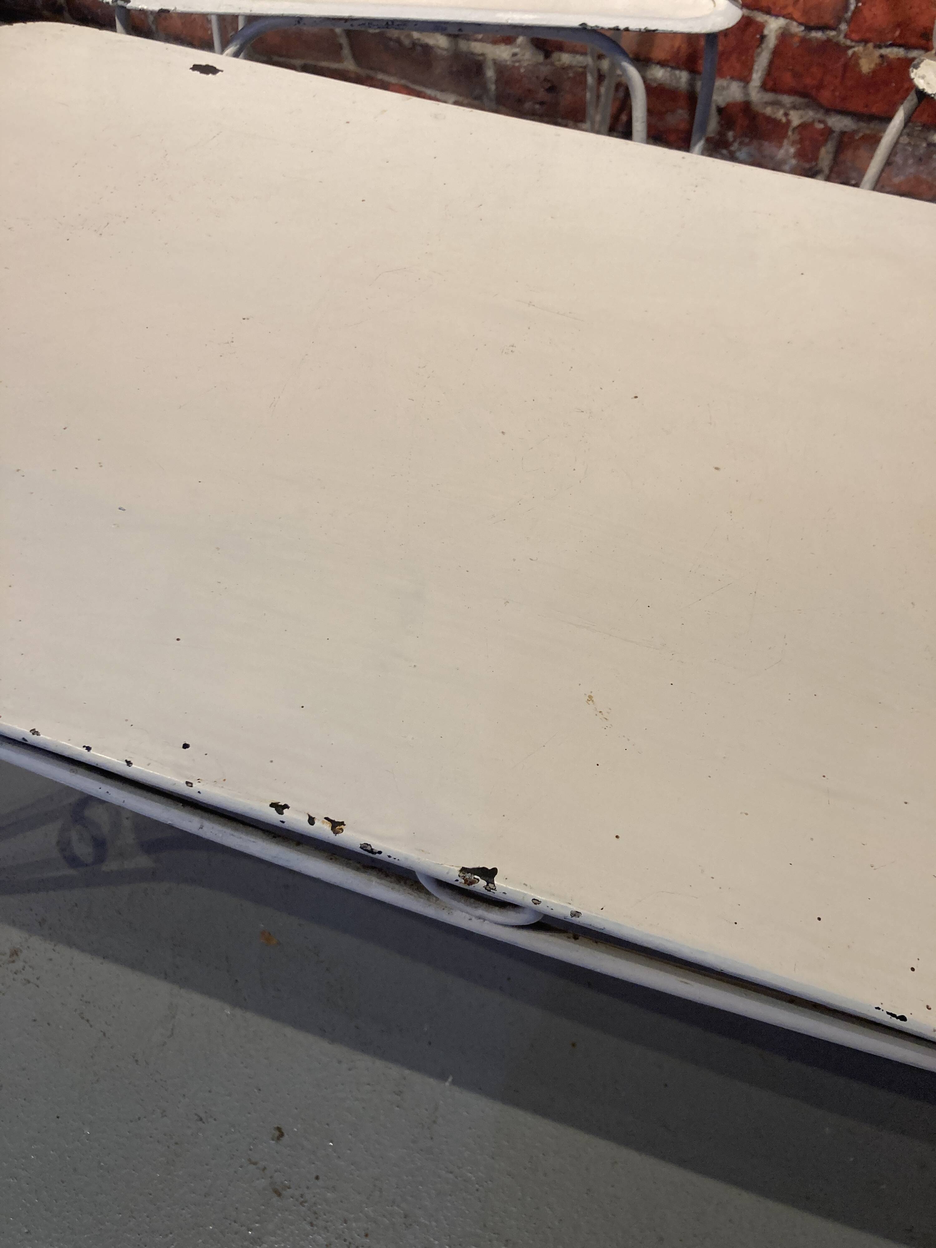 Wrought iron garden set painted white