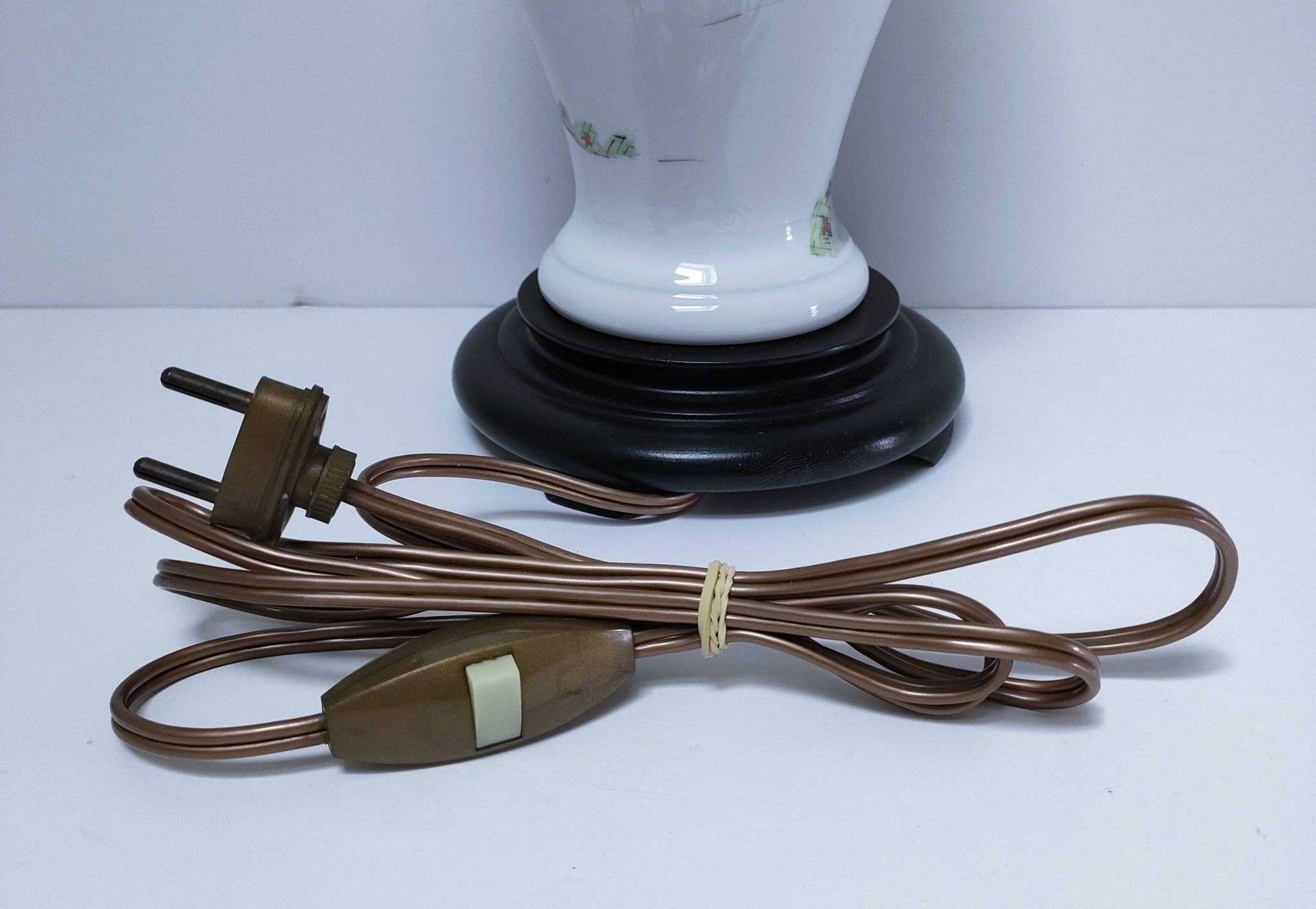 pied de lampe décor pivoine vintage
