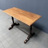 Table de bistrot ancienne française avec plateau en bois d'orme clair