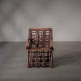 Handcrafted rattan and palm armchair, circa 1950