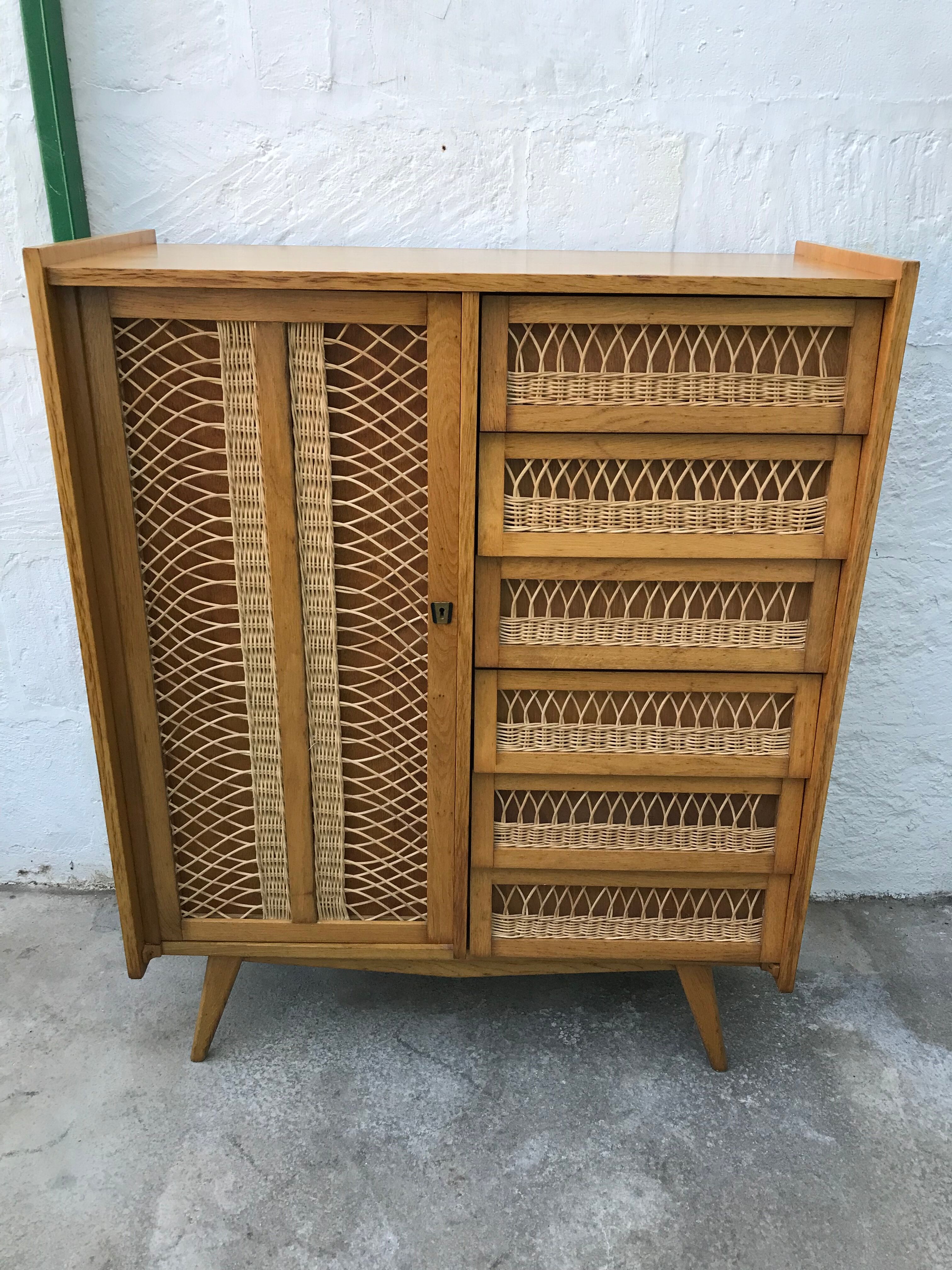 Rattan chest of drawers