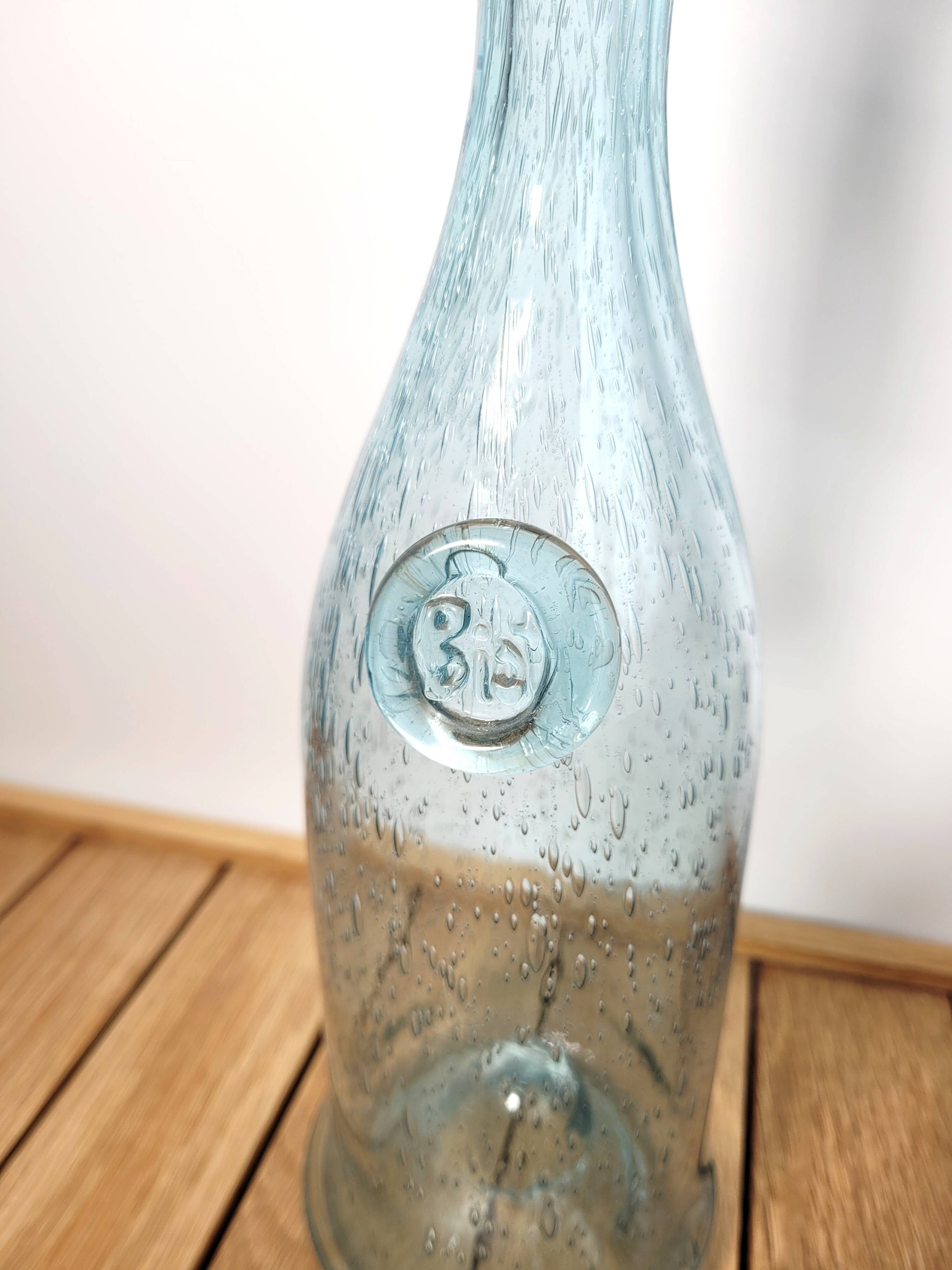 Biot carafe in blue blown glass