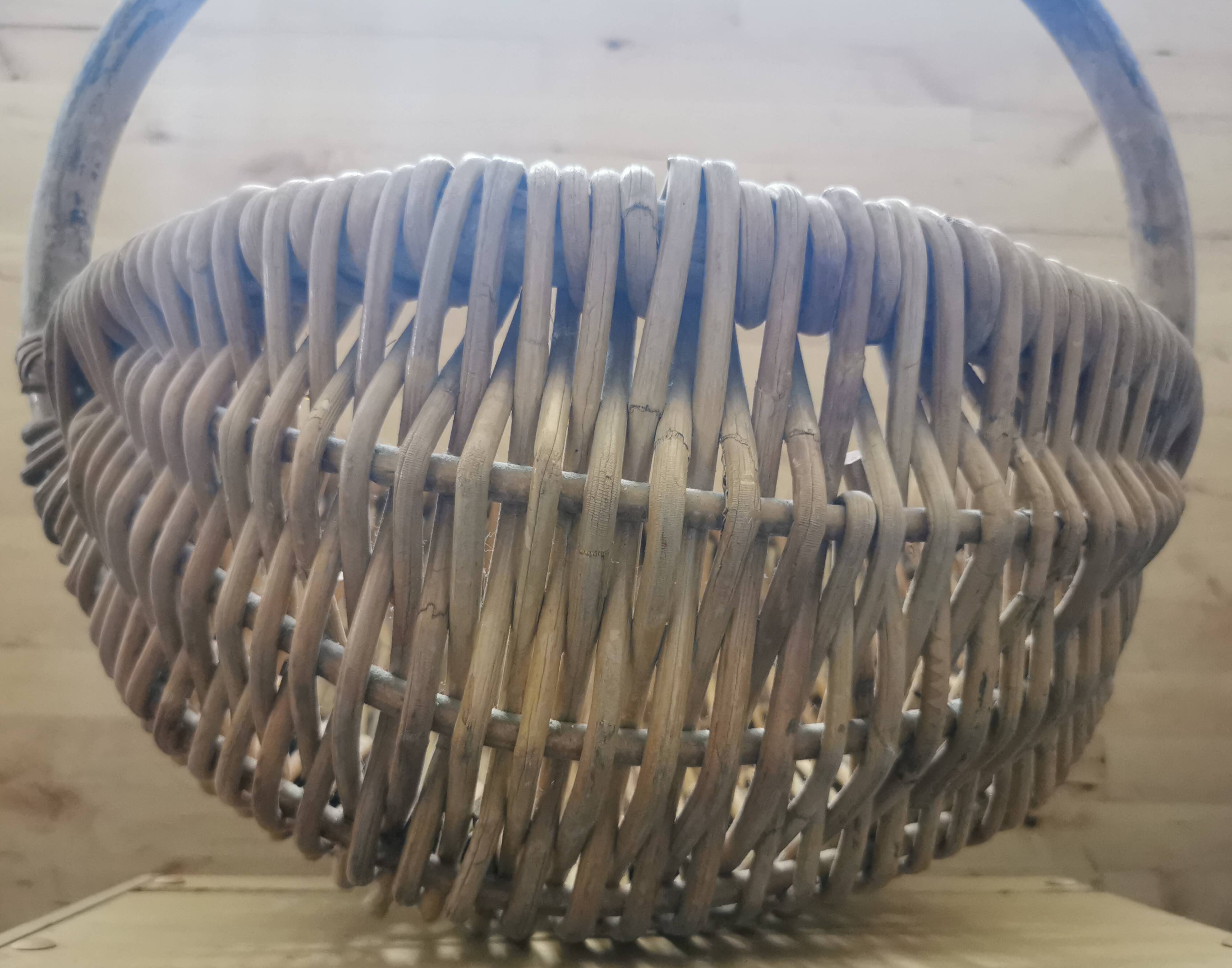 Large vintage basket braided wicker