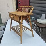 1960s rattan bedside table