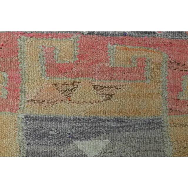 1970s Vintage Turkish Handmade Wool & Cotton Pink Runner Rug 94x306