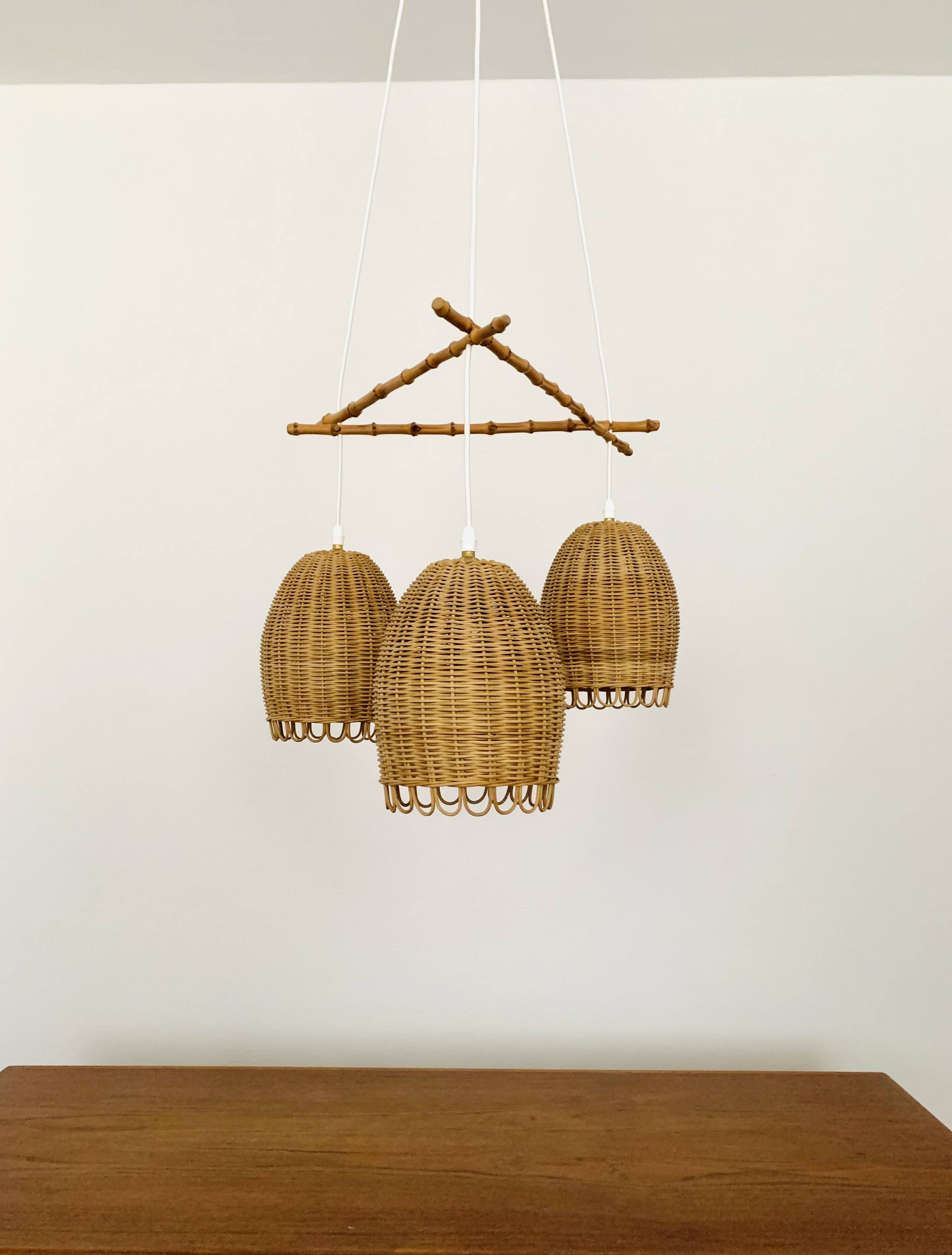 Wicker and Bamboo Cascading Lamp