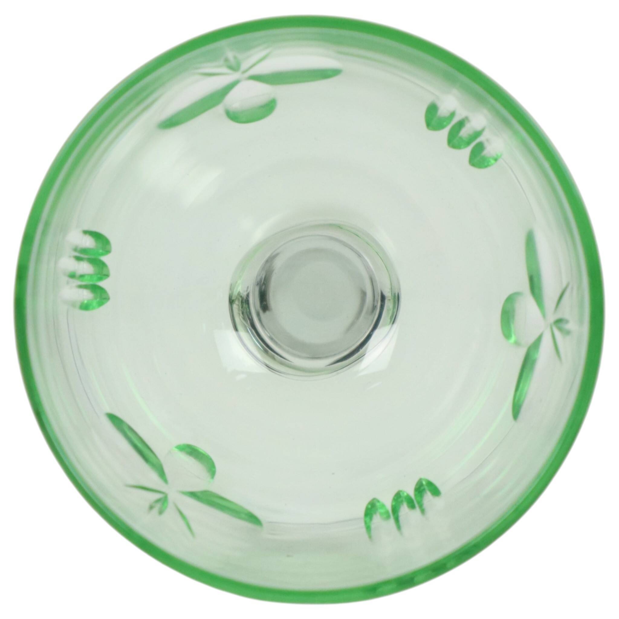 Set of 8 Val Saint Lambert Uranium Glass Aperitif Glasses