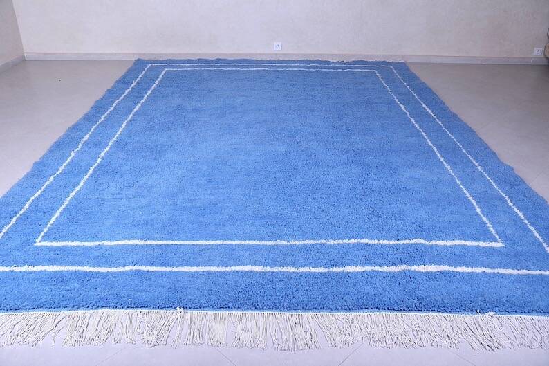 Handmade traditional blue Moroccan wool rug