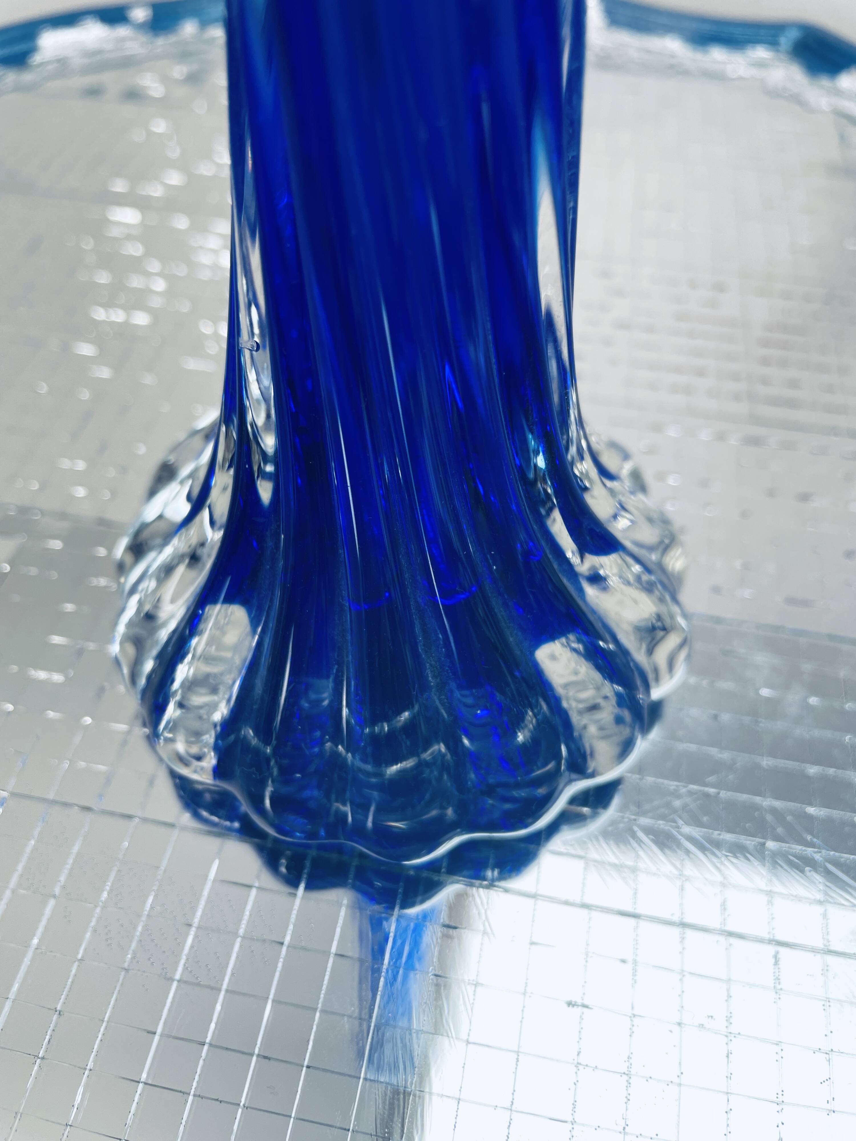 Vintage blue spiral soliflore vase