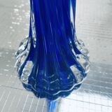 Vase soliflore vintage spirale bleu