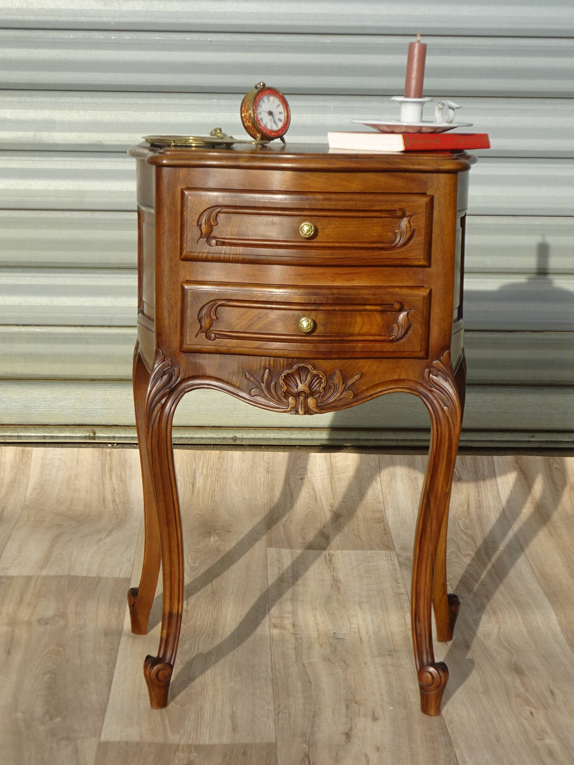 Small walnut bedside table in Louis XV style.
