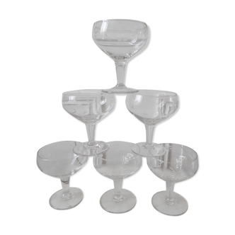 Lot de 6 coupes à champagne en cristal années 50