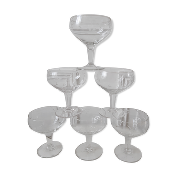 Lot of 6 crystal champagne glasses 50s