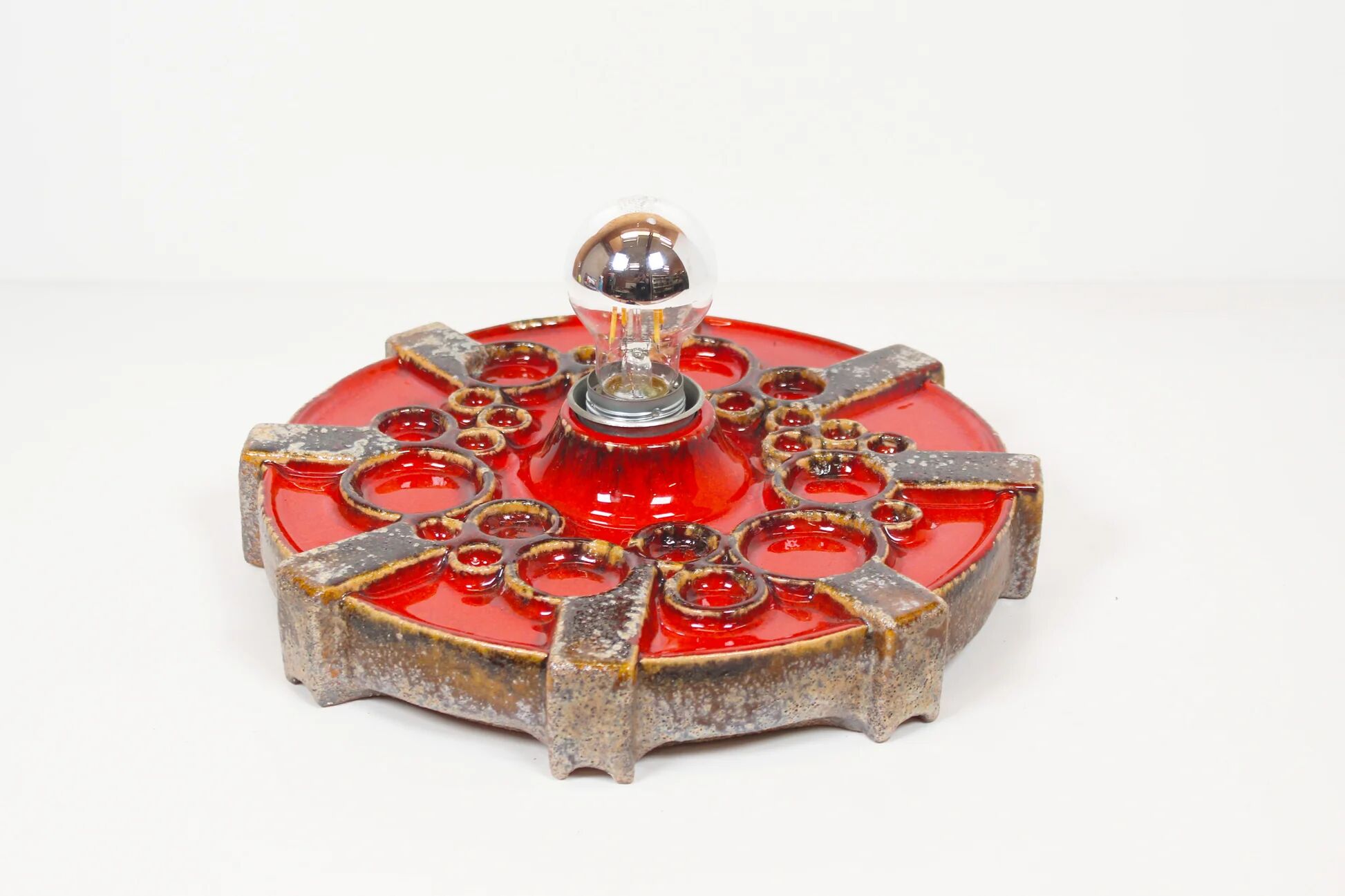 Vintage 1970s ceramic 'Fat Lava' style wall light by Hustadt Leuchten