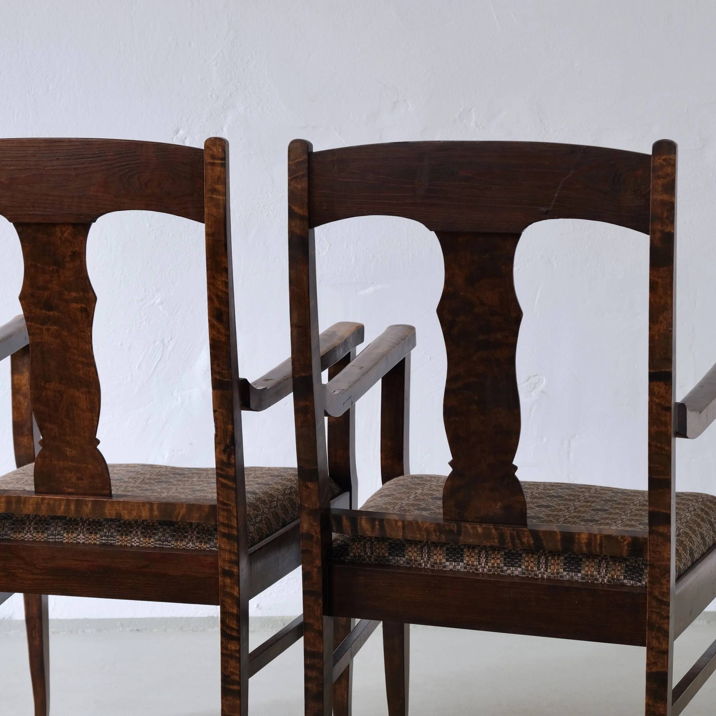 Biedermeier satin birch armchairs | Sweden | set of 2