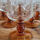 Set of 6 amber stemmed glasses