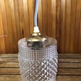Old molded glass pendant lamp + vintage golden support