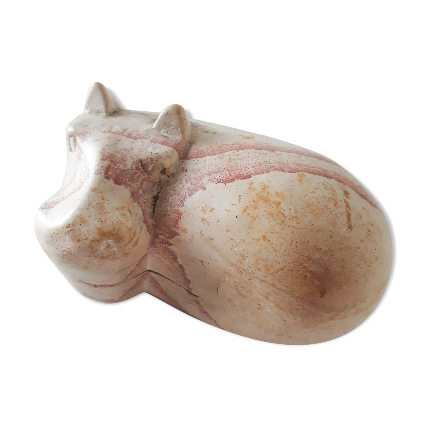 Stone box in the shape of a hippopotamus