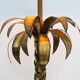 Hollywood Regency brass palm tree table lamp with black shade, France, 1970