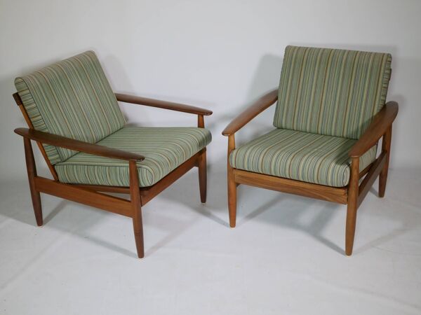Ensemble de 2 fauteuils en teck de design danois, style milieu de siècle, années 60
