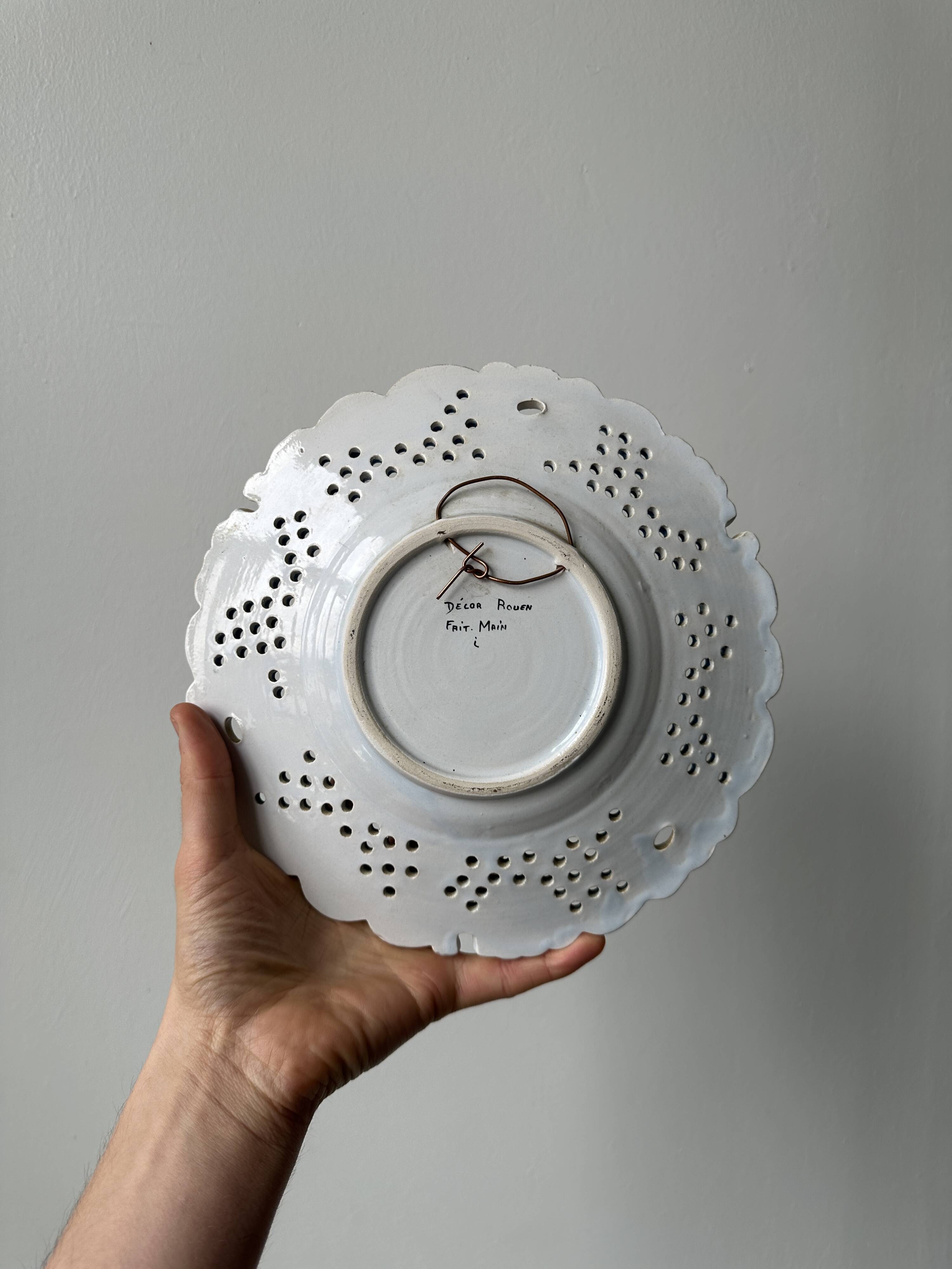 Openwork earthenware plate from Rouen