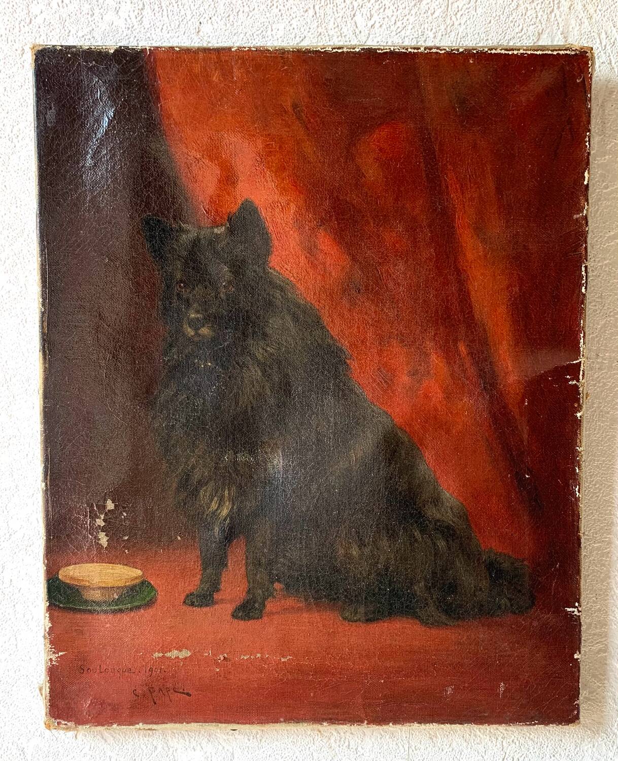 Old oil painting on canvas