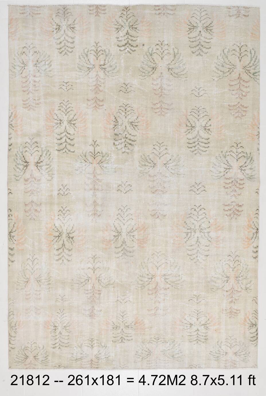 6x8 Cream Brown Floral Vintage Area Rug, 181x261Cm SK 21812