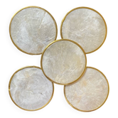 5 mother-of-pearl and cork coasters.