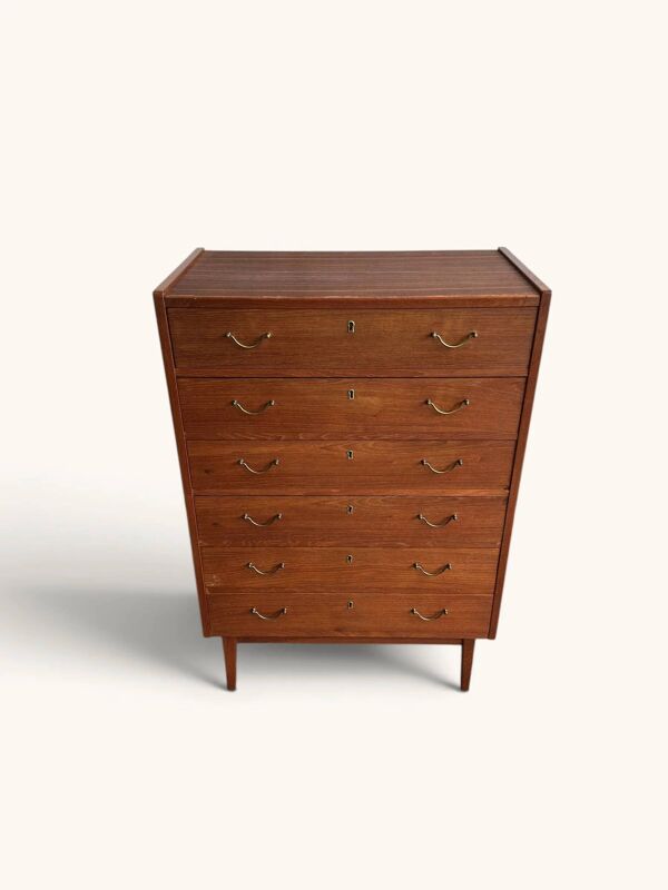 Chiffonnier danois vintage « tallboy » en placage teck