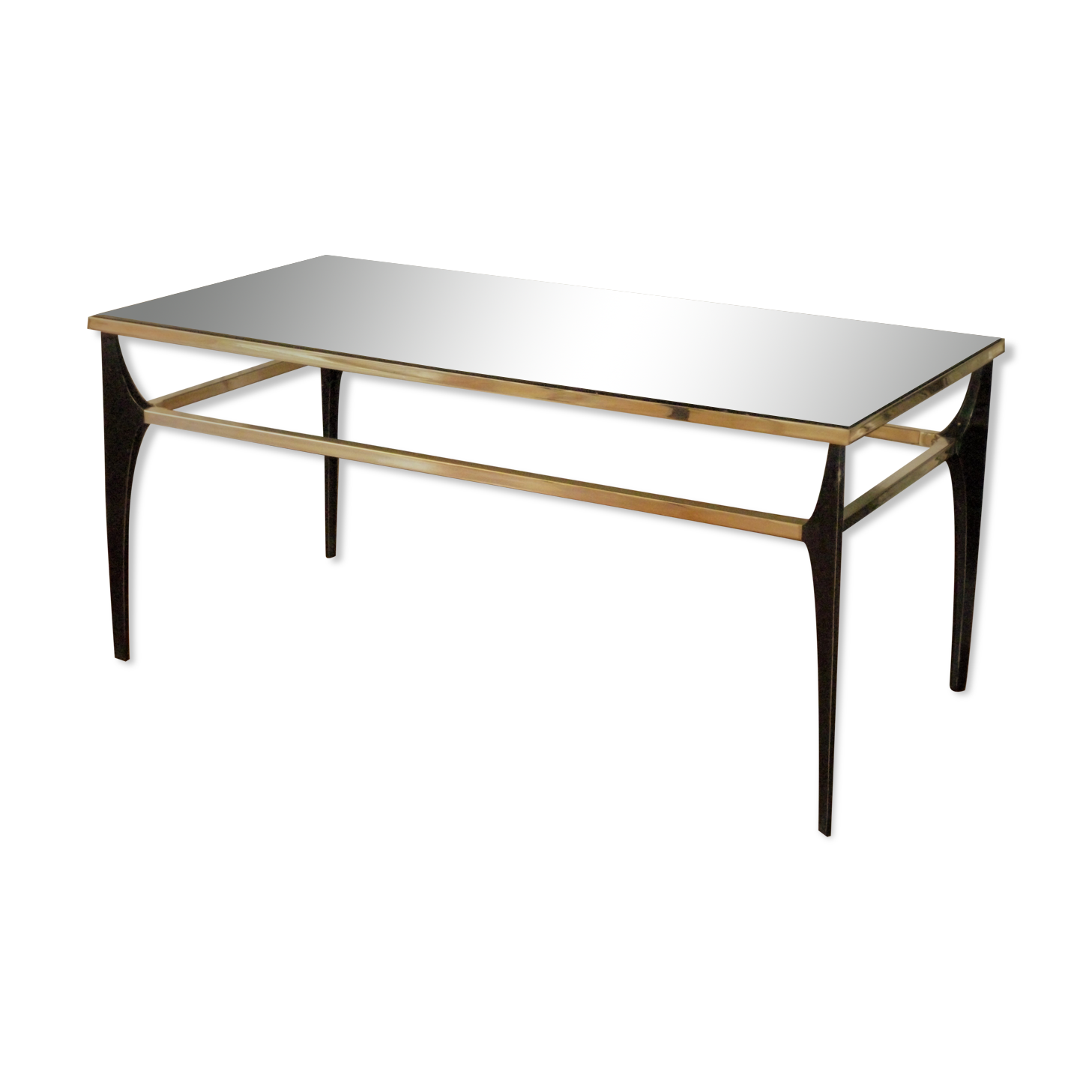 Metal coffee table, glass tray, 60s