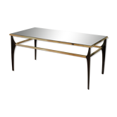 Table basse en métal, plateau en verre, années 60