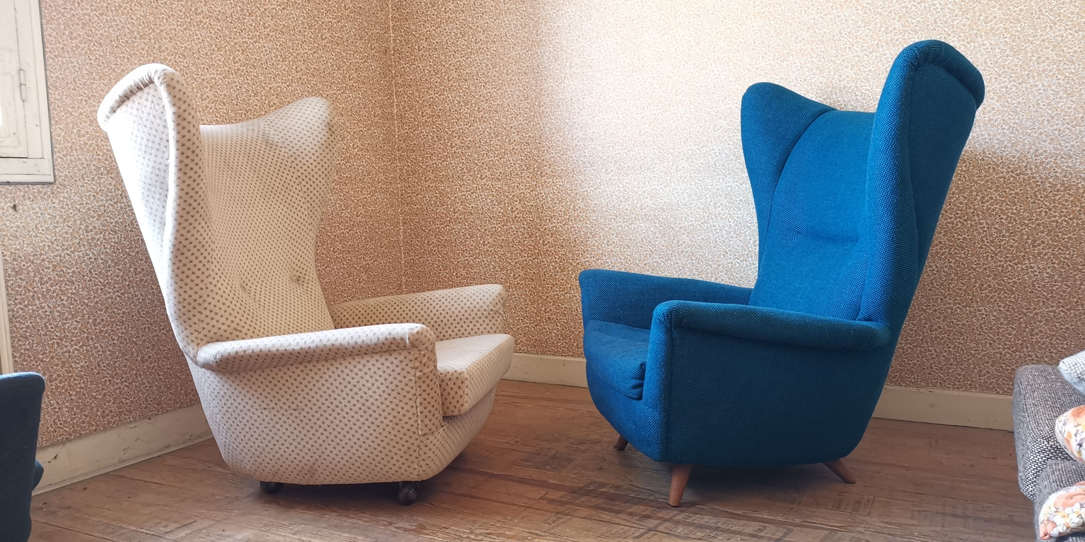 Bergere armchair wing back chair Italian design Years 50 60