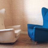 Bergere armchair wing back chair Italian design Years 50 60