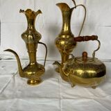 Service à thé d'inde en laiton gravé 4 pièces