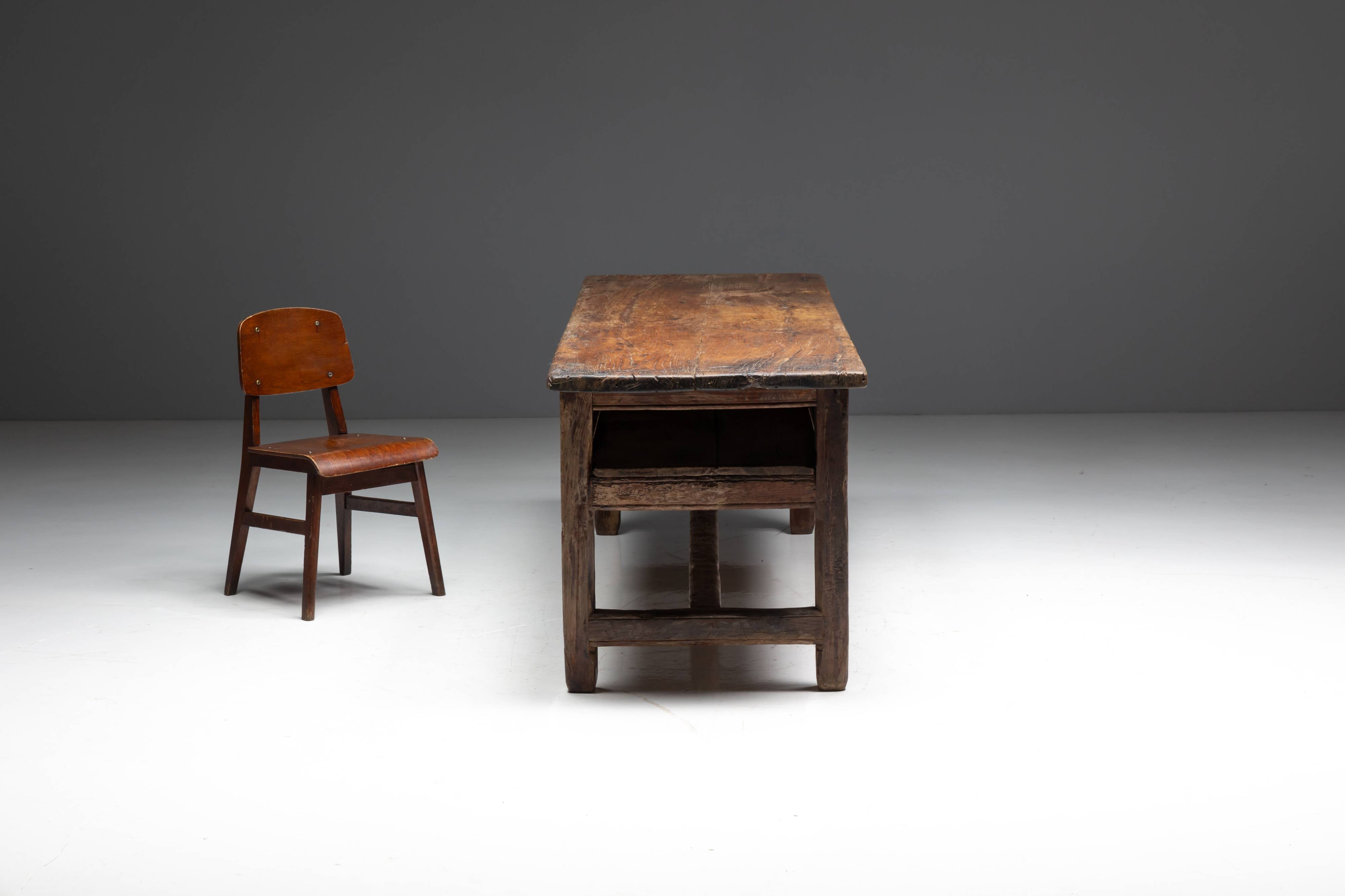 Wabi sabi farmhouse worktable, France, 19th century