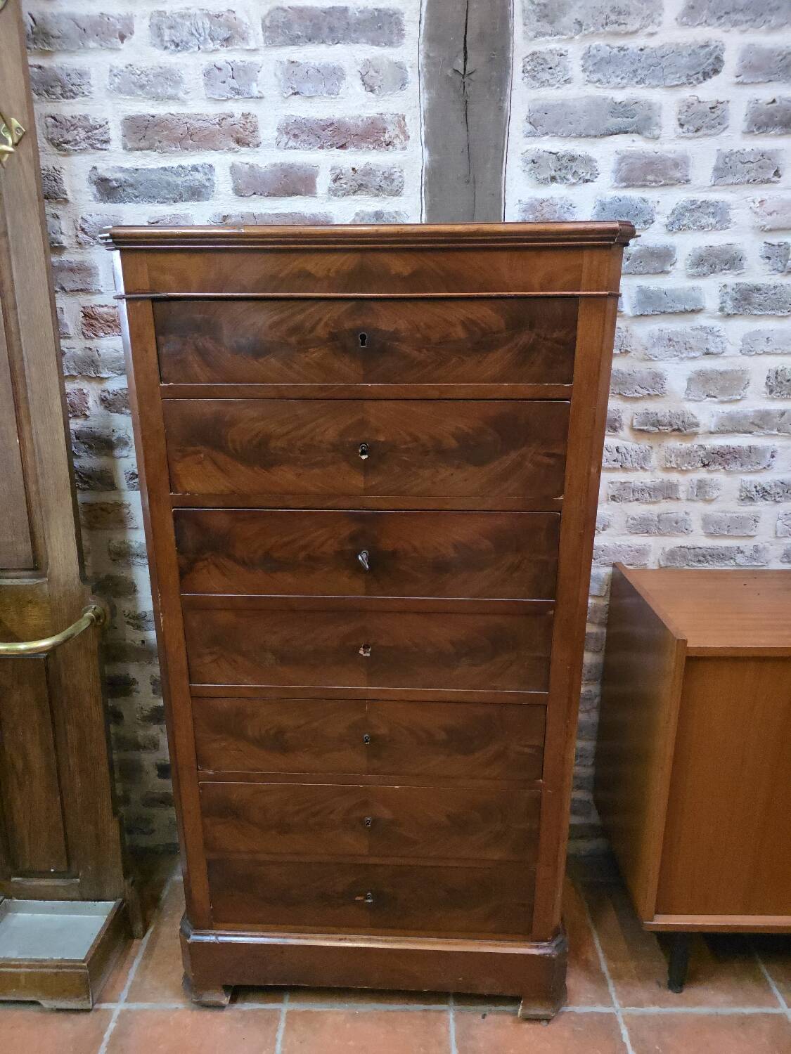 Louis Philippe style mahogany secretary chest.