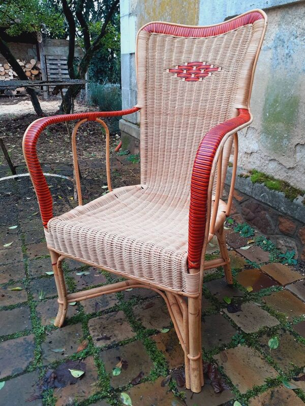 Fauteuil en rotin année  70