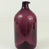 Glass vase signed Purple Timo Sarpaneva Pullo Bird Bottle, Iittala, Finland.